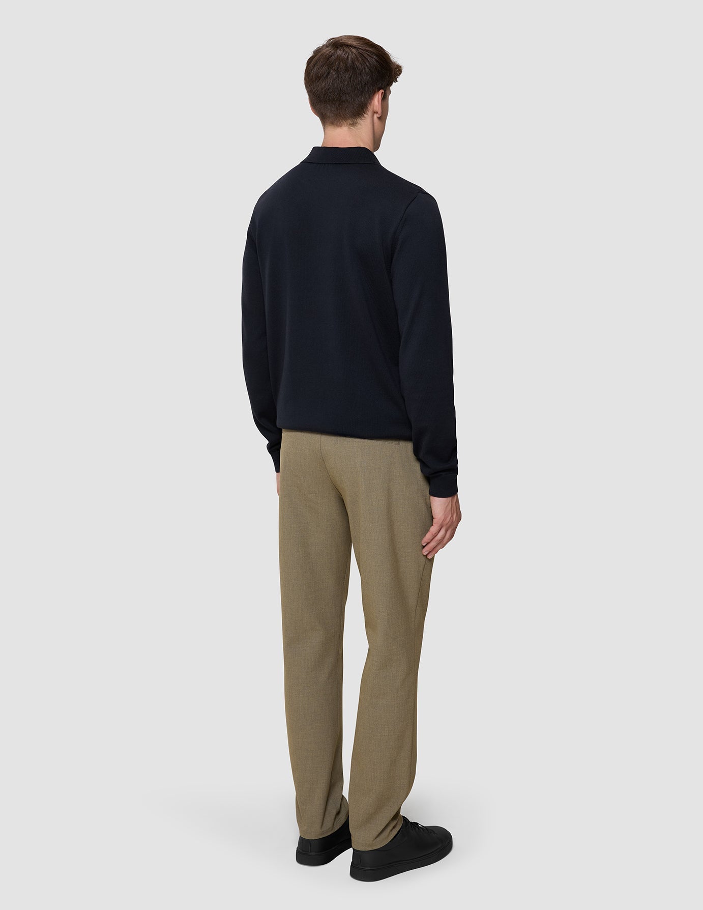 Everyday Knit Long Sleeve Polo Black